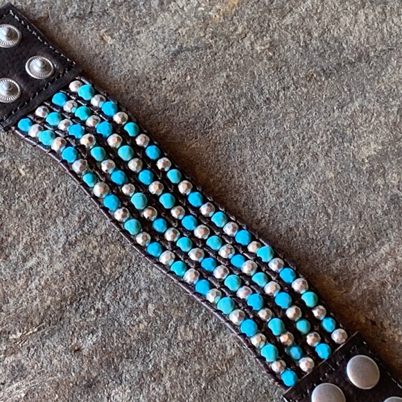 Turquoise leather bracelet - Picture 6 of 7